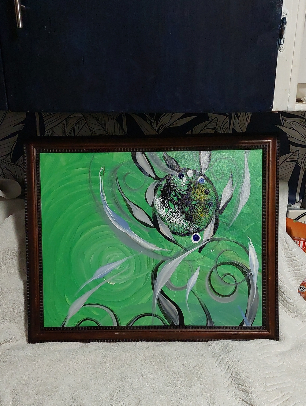 Vibrant Green Abstract Swirl Canvas Wall Art 23 By 18